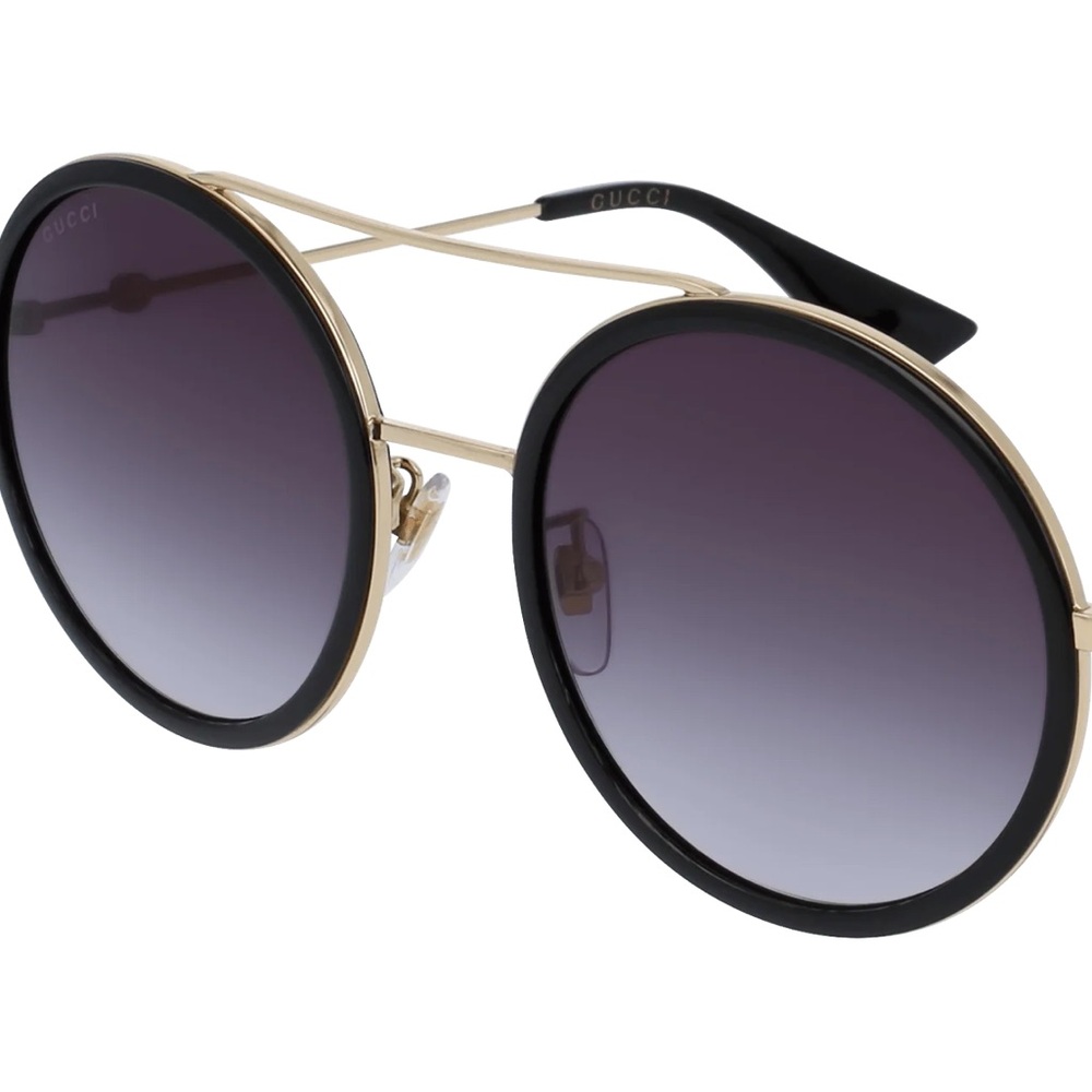 Gucci Black and Gold Round Sunglasses